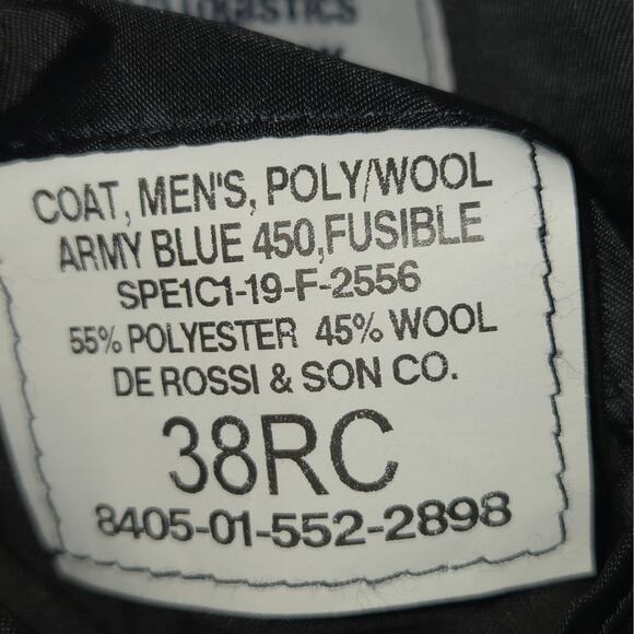 De Rossi & Son Army Blue 450 Mens Size 38RC Dress Uniform Jacket Coat Wool Blend - Picture 13 of 14